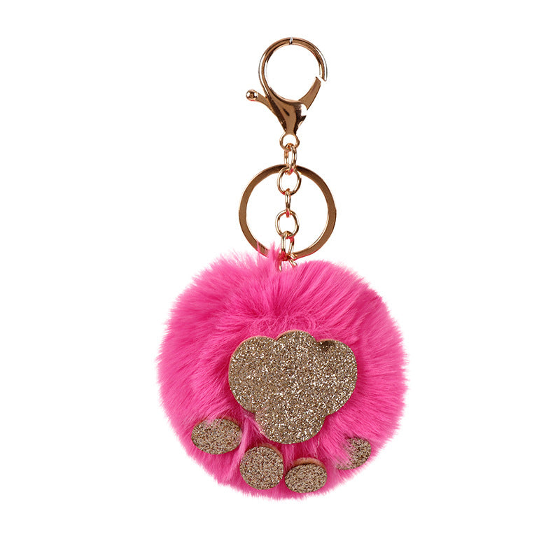 Wholesale Sequin Cat Claw Shaped Fur Ball Keychain